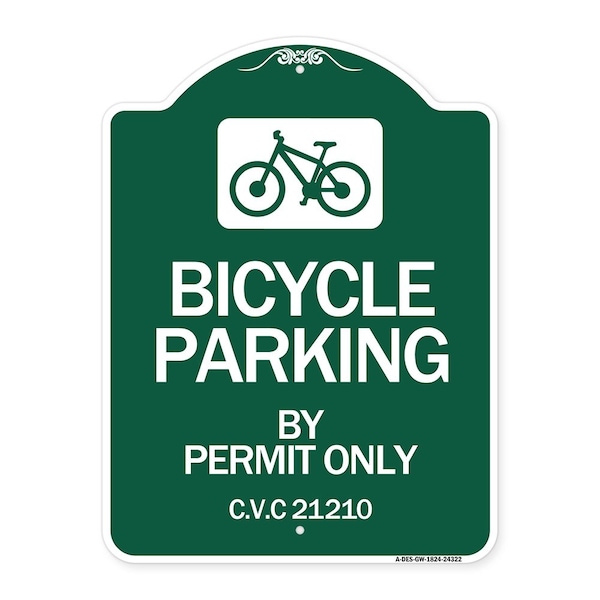 Signmission Bicycle Parking by Permit C.V.S. 21210 W/ Bicycle Graphic Heavy-Gauge Alum, 18" x 24", GW-1824-24322 A-DES-GW-1824-24322 - main